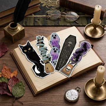 30-Piece Vintage Halloween Bookmarks – Pumpkin & Skull Reading Page Markers