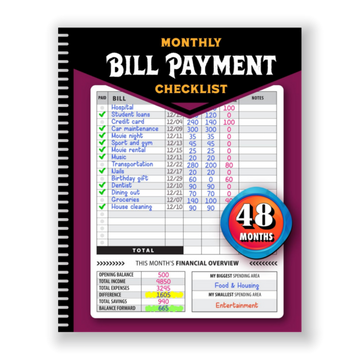 Monthly Bill Payment Checklist,The 4 Year For Families & 960 Billing Records