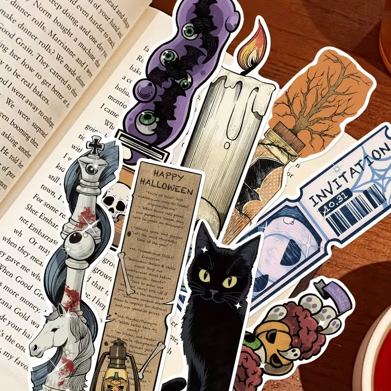30-Piece Vintage Halloween Bookmarks – Pumpkin & Skull Reading Page Markers