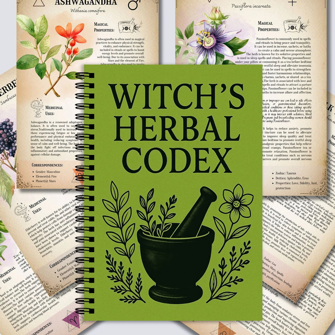 Spiral Binding Grimoire Witch's Herbal Codex