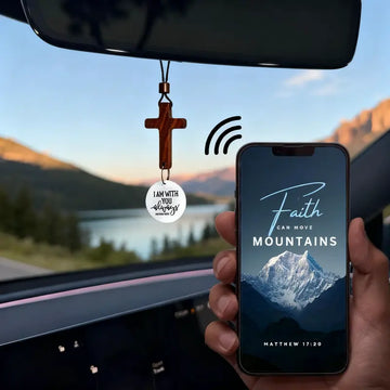 Bible Verse Car Rearview Hanging Cross Ornament With NFC