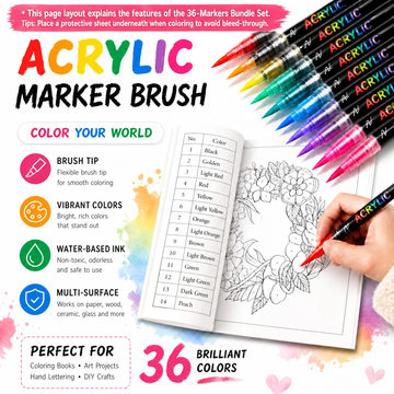 Acrylic Paint Brush Marker Pens Set (36/72 Colors)